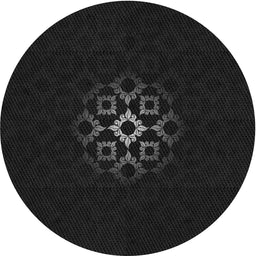 Round Patterned Black Novelty Rug, pat219