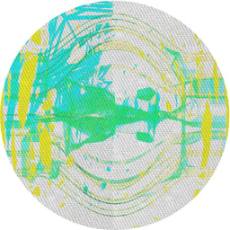 Round Machine Washable Transitional Magic Mint Green Rug, wshpat21