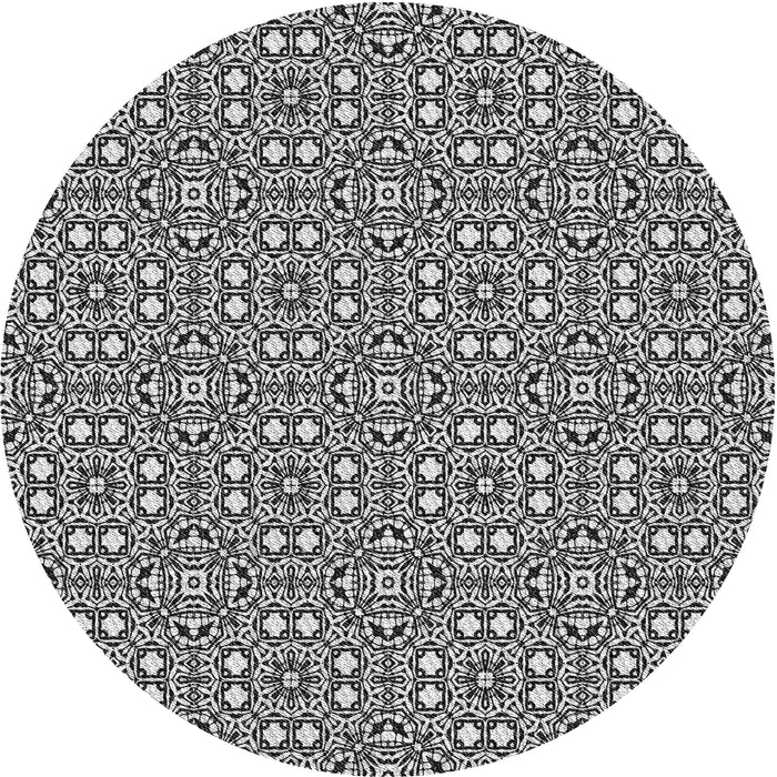 Round Patterned Light Gray Novelty Rug, pat2205