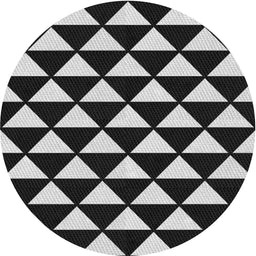 Round Machine Washable Transitional Black Rug, wshpat2207