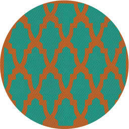 Round Patterned Light Sea Green Novelty Rug, pat2209
