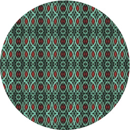 Round Patterned Mint Green Novelty Rug, pat220