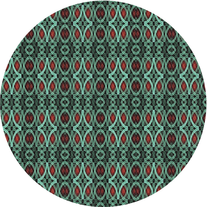 Round Patterned Mint Green Novelty Rug, pat220