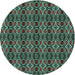 Round Patterned Mint Green Novelty Rug, pat220