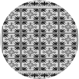 Round Patterned Light Black Novelty Rug, pat2213