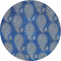 Round Patterned Blue Novelty Rug, pat2215