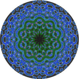 Round Machine Washable Transitional Deep-Sea Green Rug, wshpat2218