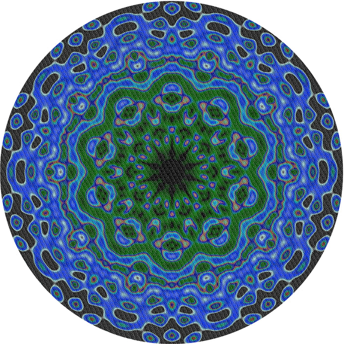 Round Patterned Deep-Sea Green Novelty Rug, pat2218