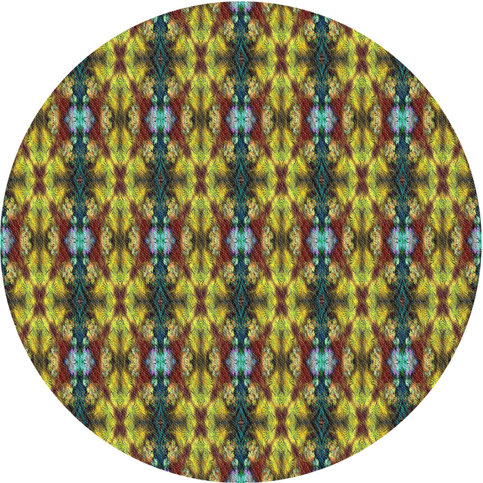 Round Machine Washable Transitional Brass Green Rug, wshpat221
