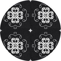 Round Patterned Black Novelty Rug, pat2222