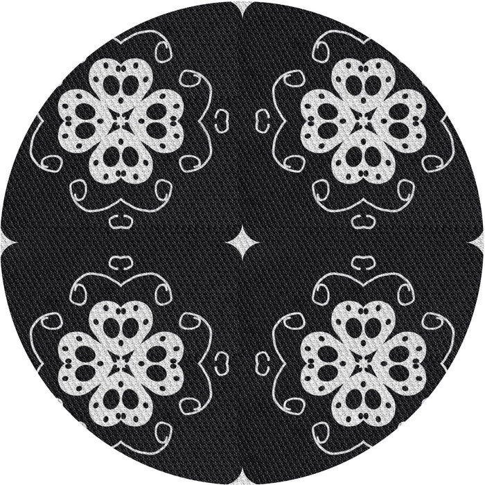 Round Patterned Black Novelty Rug, pat2222