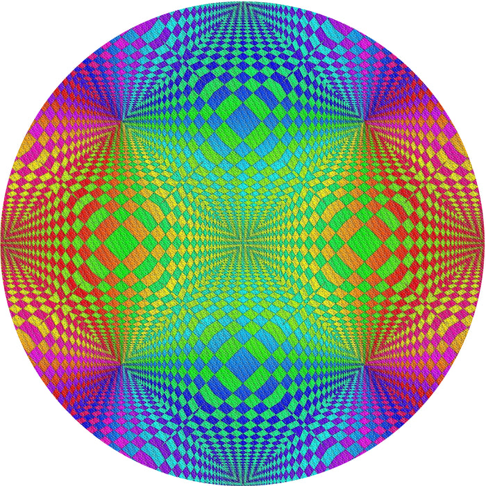 Round Patterned Violet Red Pink Modern Rug, pat2223