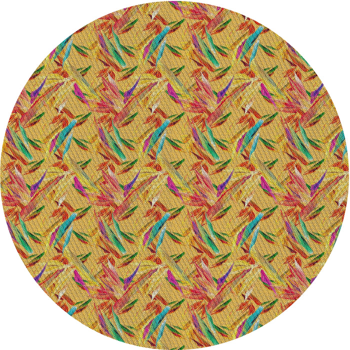 Round Machine Washable Transitional Mahogany Brown Rug, wshpat2229