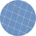 Round Patterned Bright Navy Blue Novelty Rug, pat2233