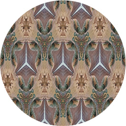 Round Machine Washable Transitional Light French Beige Brown Rug, wshpat2237