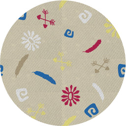 Round Patterned Khaki Green Novelty Rug, pat2240