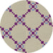 Round Machine Washable Transitional Mauve Taupe Purple Rug, wshpat2241