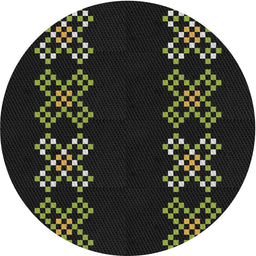 Round Patterned Black Novelty Rug, pat2242