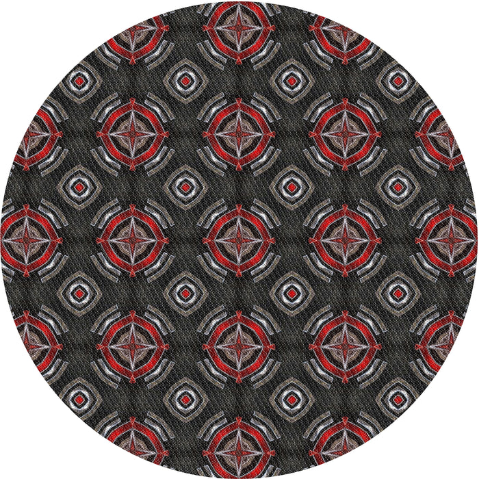 Round Patterned Gray Novelty Rug, pat2244