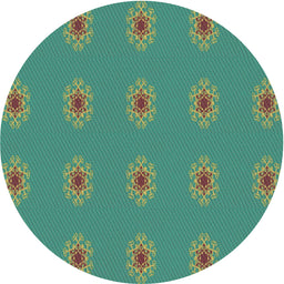 Round Machine Washable Transitional Emerald Green Rug, wshpat2251