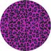 Round Machine Washable Transitional Dark Violet Purple Rug, wshpat2252