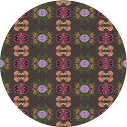 Round Machine Washable Transitional Dark Almond Brown Rug, wshpat2257