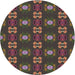 Round Machine Washable Transitional Dark Almond Brown Rug, wshpat2257