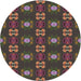 Round Patterned Dark Almond Brown Novelty Rug, pat2257