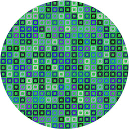 Round Patterned Neon Green Novelty Rug, pat2261