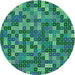 Round Patterned Neon Green Novelty Rug, pat2261