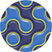 Round Patterned Blue Modern Rug, pat2265