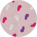 Round Machine Washable Transitional Purple Pink Rug, wshpat2267