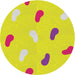 Round Patterned Yellow Novelty Rug, pat2268