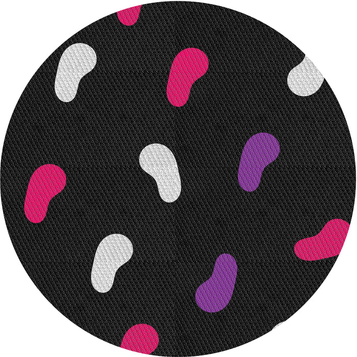 Round Machine Washable Transitional Black Rug, wshpat2269