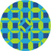 Round Patterned Bright Navy Blue Novelty Rug, pat226