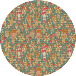 Round Machine Washable Transitional Sienna Brown Rug, wshpat2270
