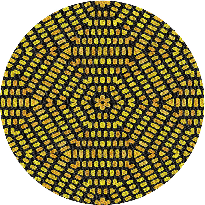 Round Machine Washable Transitional Gold Rug, wshpat2271