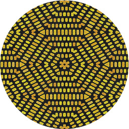 Round Patterned Gold Novelty Rug, pat2271