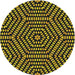 Round Patterned Gold Novelty Rug, pat2271