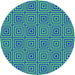 Round Patterned Blue Novelty Rug, pat2290