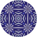 Round Machine Washable Transitional Earth Blue Rug, wshpat2291