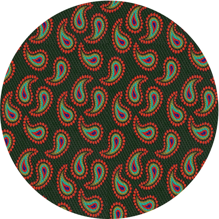 Round Patterned Dark Olive Green Novelty Rug, pat2295