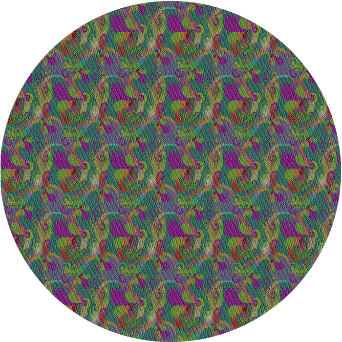 Round Machine Washable Transitional Forest Green Rug, wshpat2296