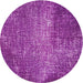 Round Machine Washable Transitional Dark Violet Purple Rug, wshpat2298