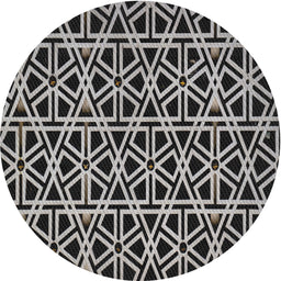 Round Patterned Mid Gray Novelty Rug, pat229