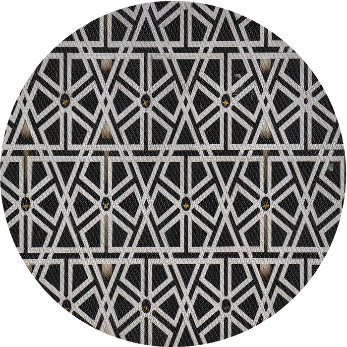 Round Patterned Mid Gray Novelty Rug, pat229