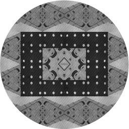 Round Patterned Dark Gray Novelty Rug, pat231