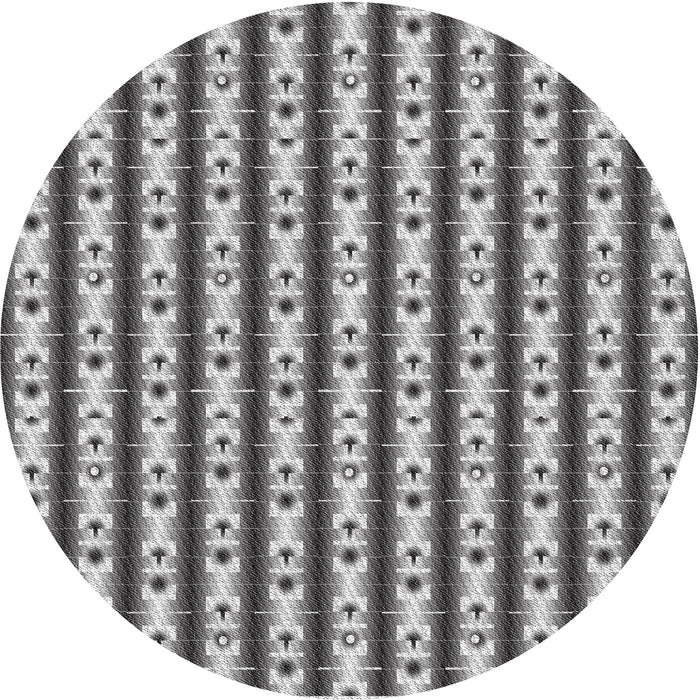 Round Patterned Silver Gray Novelty Rug, pat2322