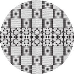 Round Patterned Platinum Gray Novelty Rug, pat2324