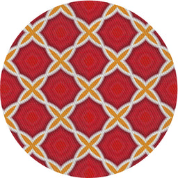 Round Machine Washable Transitional Tangerine Pink Rug, wshpat2327